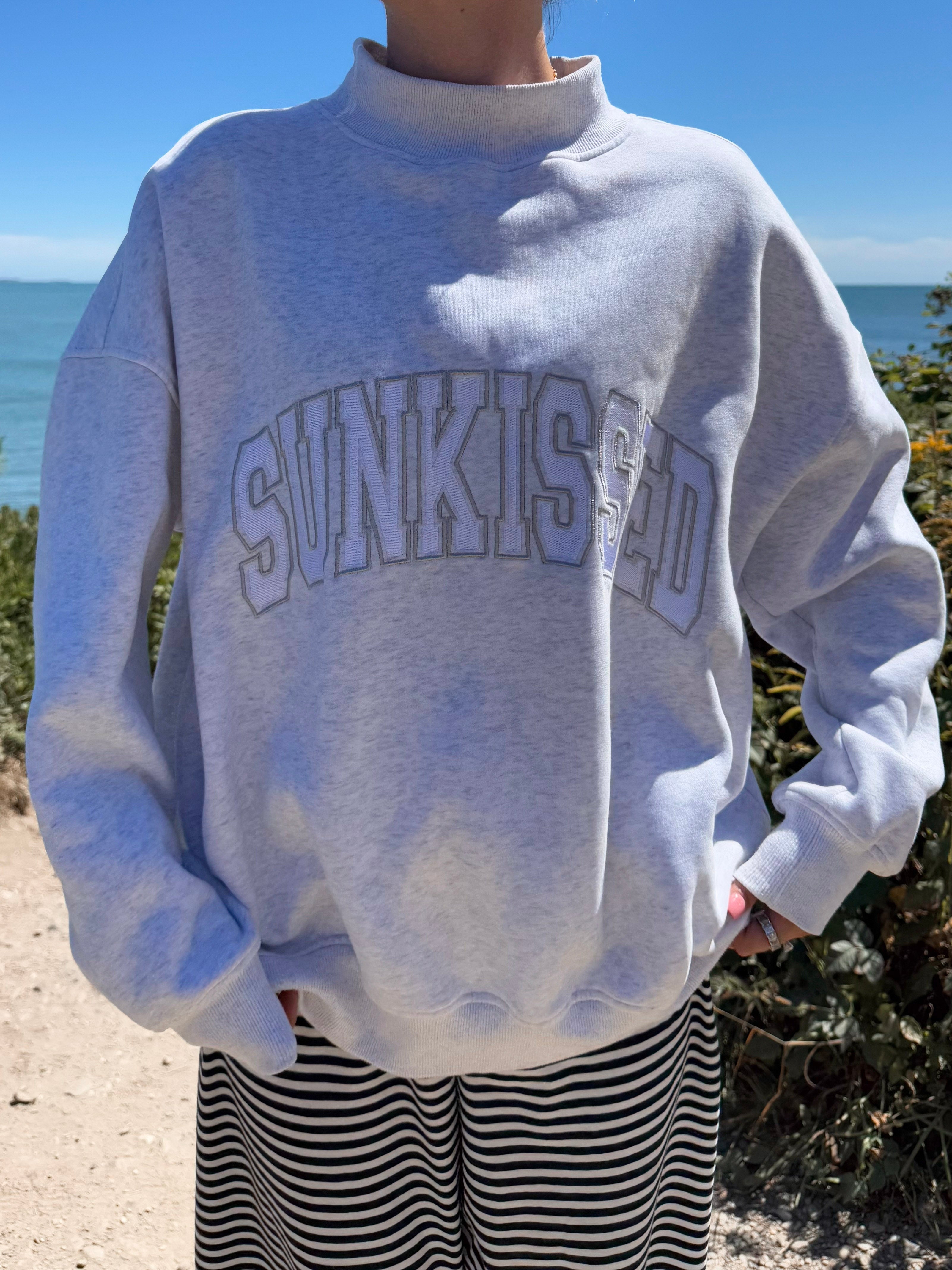 Sunkissed Collegiate Embroider Oversized Mockneck Sweatshirt