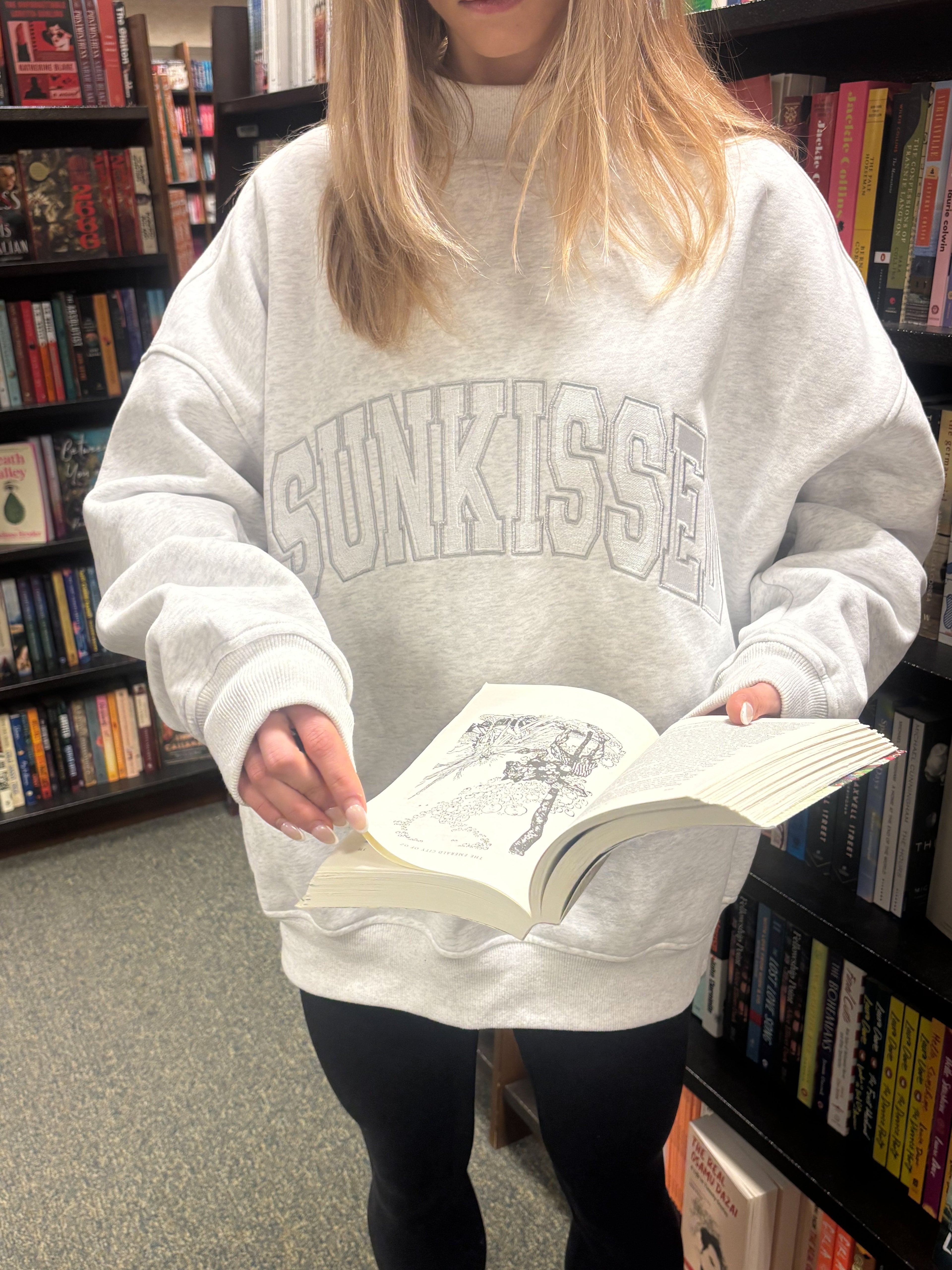 Sunkissed Collegiate Embroider Oversized Mockneck Sweatshirt