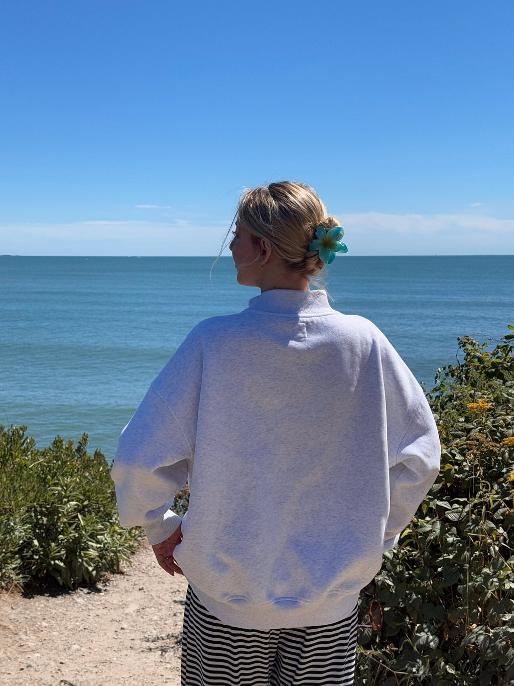 Sunkissed Collegiate Embroider Oversized Mockneck Sweatshirt