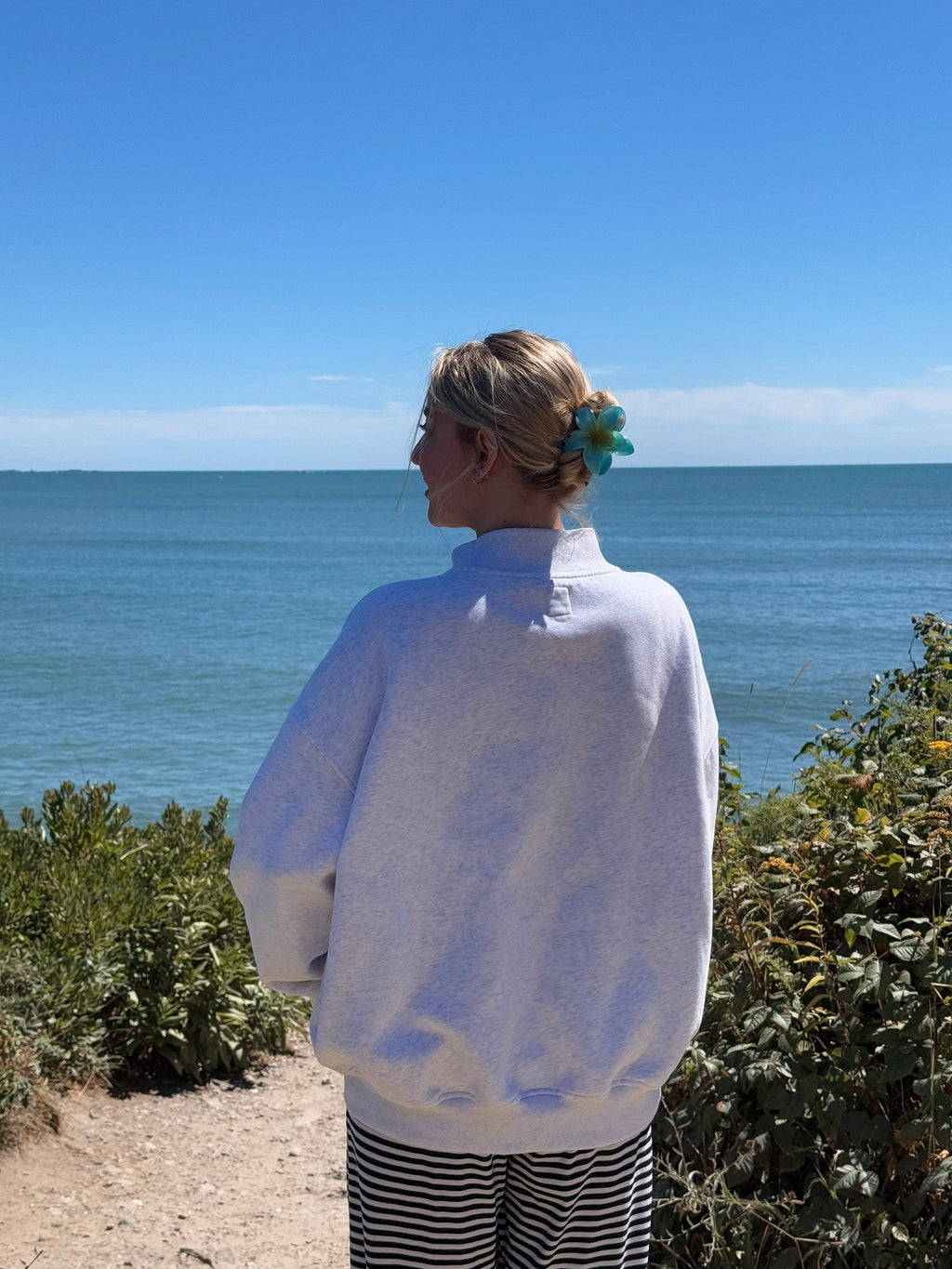 Sunkissed Collegiate Embroider Oversized Mockneck Sweatshirt