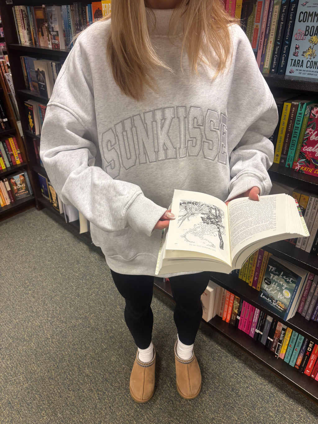 Sunkissed Collegiate Embroider Oversized Mockneck Sweatshirt